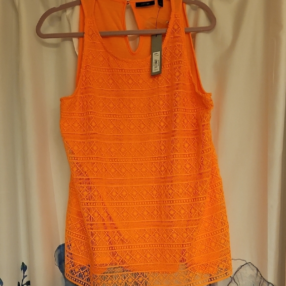 Apt. 9 Vibrant Orange Lace Tank Top - Picture 1 of 5